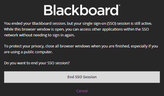 Blackboard End SSO Session