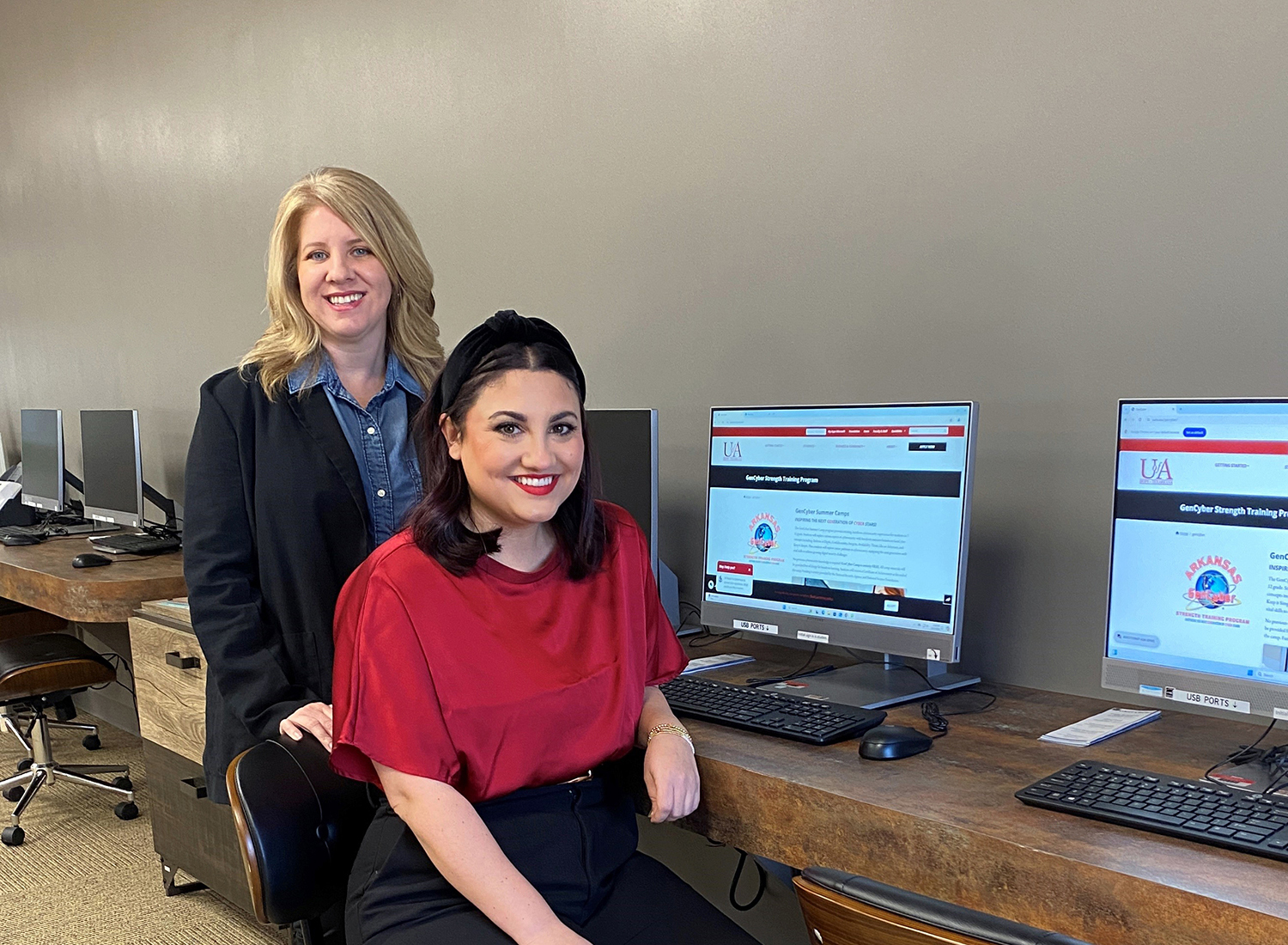 UAHT GenCyber Camp Directors Jennifer Teresa, UAHT Dean of Business and Industry Programs (back), and Brittni Hardie, UAHT Cybersecurity Program Director (front)